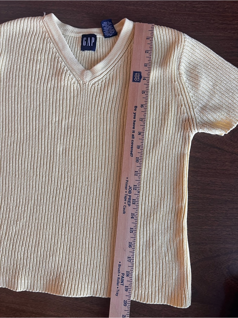 VTG GAP Butter Yellow Chunky Ribbed Short Sleeve Sweater Womens M 90s Preppy - Picture 5 of 6